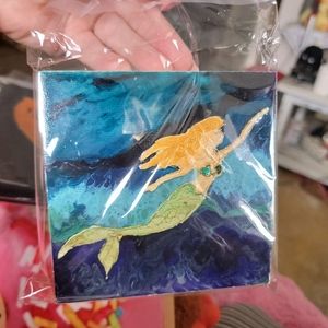 Mini mermaid painting on wood